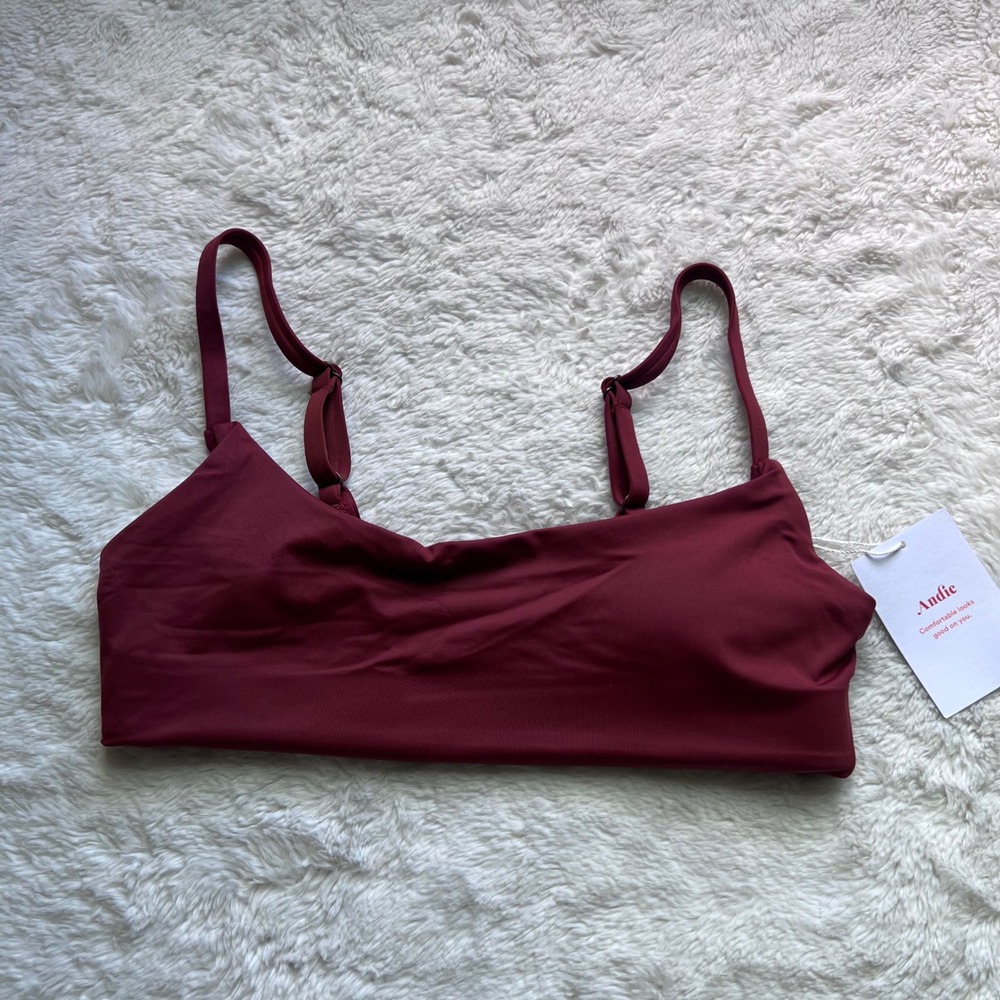 Andie Swim Maui Top Truffle Burgundy Scoop Neck Bikini Top AT220 Size‎ XS NEW